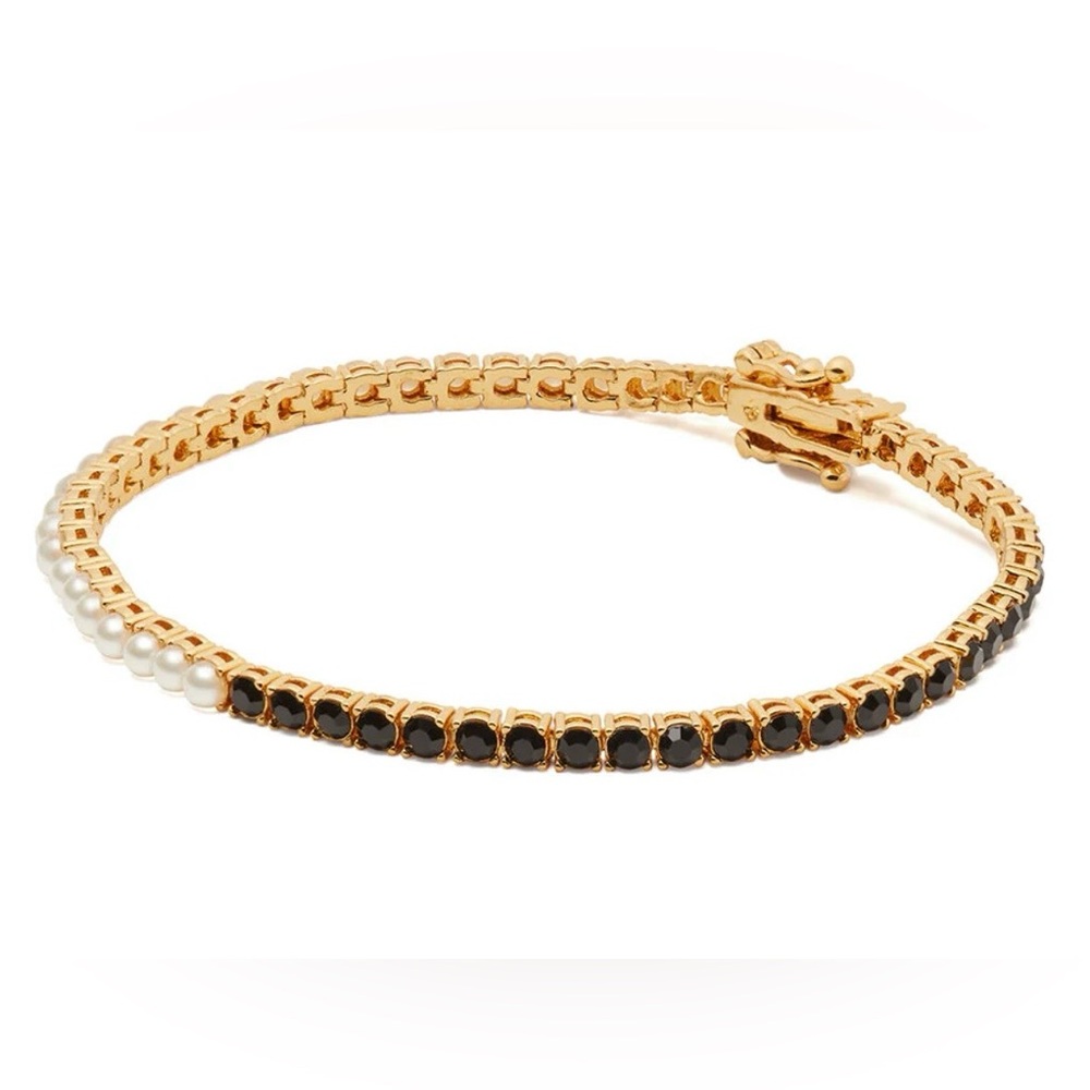 kate spade Gold Bracelet with Pearls and Black Crystal Accents